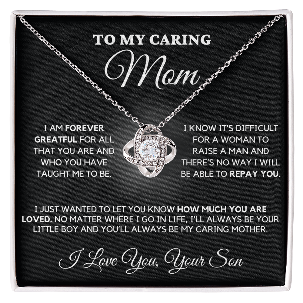 To My Caring Mom - Love Knot Necklace