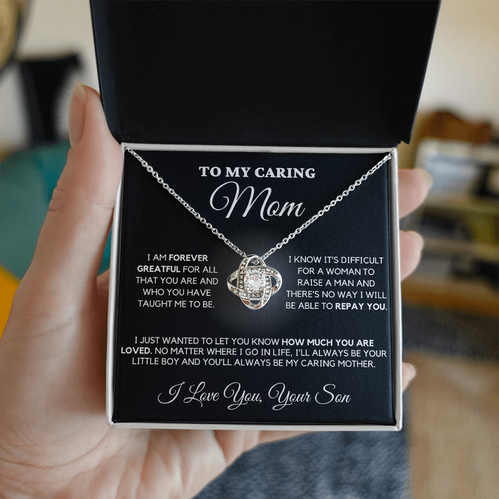 To My Caring Mom - Love Knot Necklace