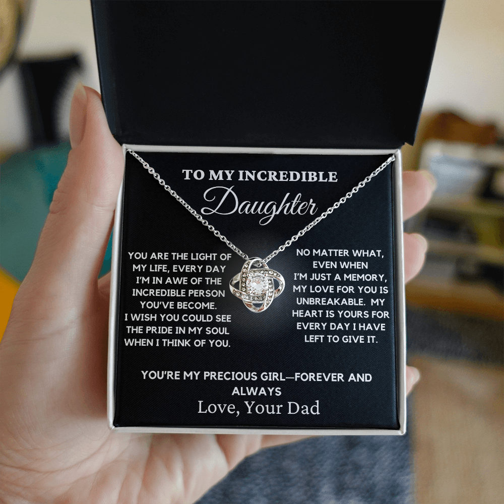 To My Incredible Daughter - Love Knot Necklace 5